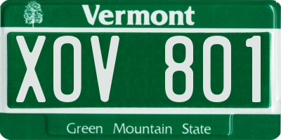 VT license plate XOV801