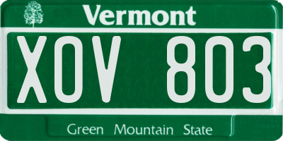 VT license plate XOV803