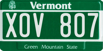 VT license plate XOV807