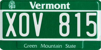 VT license plate XOV815
