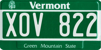 VT license plate XOV822