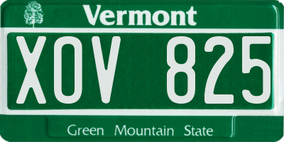VT license plate XOV825