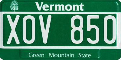 VT license plate XOV850