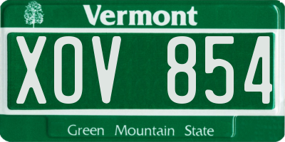 VT license plate XOV854