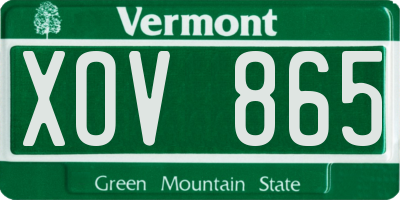 VT license plate XOV865