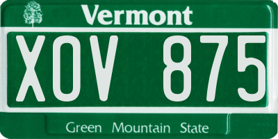 VT license plate XOV875