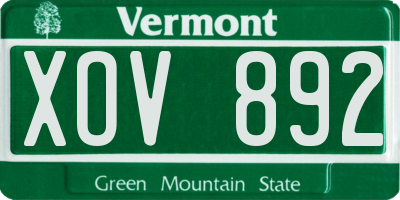 VT license plate XOV892