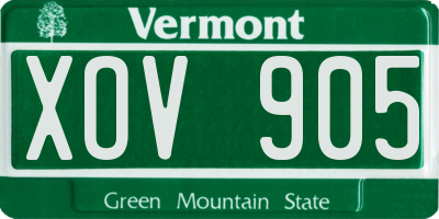 VT license plate XOV905