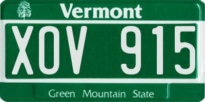 VT license plate XOV915