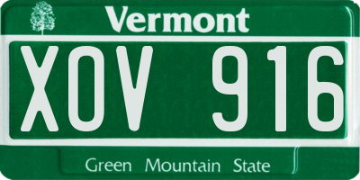 VT license plate XOV916