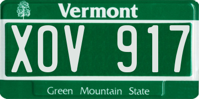 VT license plate XOV917