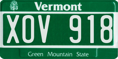 VT license plate XOV918