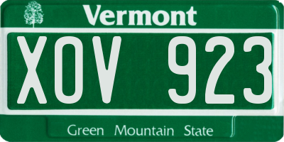 VT license plate XOV923