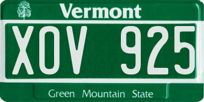 VT license plate XOV925