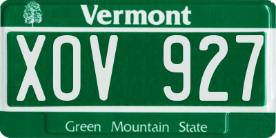 VT license plate XOV927