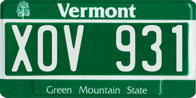 VT license plate XOV931