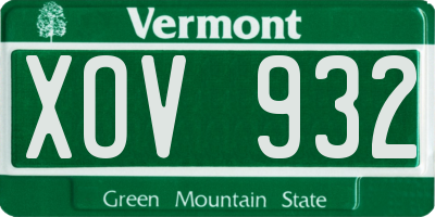 VT license plate XOV932