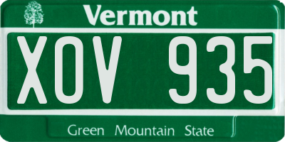 VT license plate XOV935