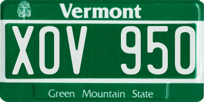 VT license plate XOV950
