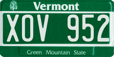 VT license plate XOV952