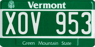 VT license plate XOV953