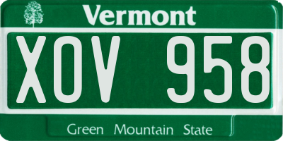 VT license plate XOV958