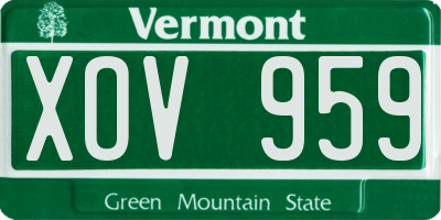 VT license plate XOV959