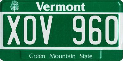 VT license plate XOV960