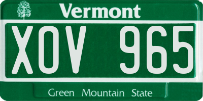 VT license plate XOV965