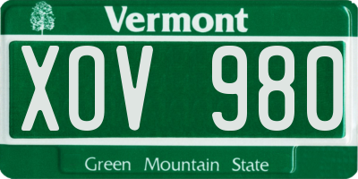 VT license plate XOV980