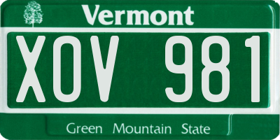 VT license plate XOV981