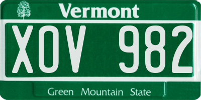VT license plate XOV982