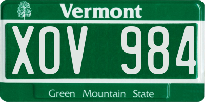 VT license plate XOV984