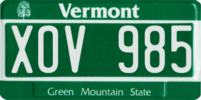 VT license plate XOV985