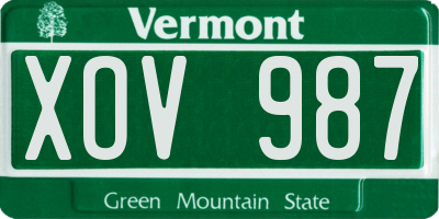 VT license plate XOV987