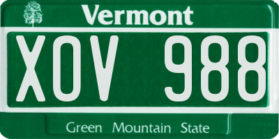 VT license plate XOV988