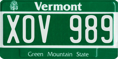 VT license plate XOV989