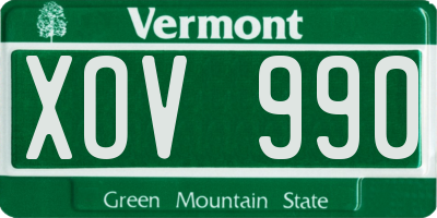 VT license plate XOV990