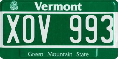 VT license plate XOV993