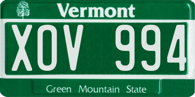 VT license plate XOV994