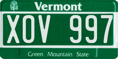 VT license plate XOV997