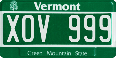 VT license plate XOV999