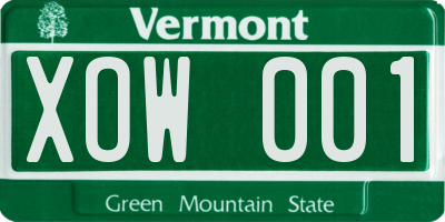 VT license plate XOW001