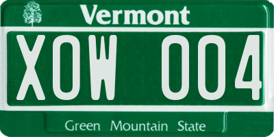 VT license plate XOW004