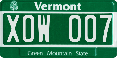 VT license plate XOW007