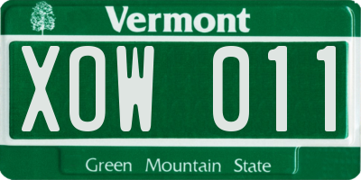 VT license plate XOW011