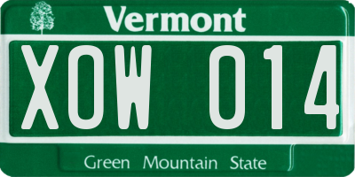 VT license plate XOW014