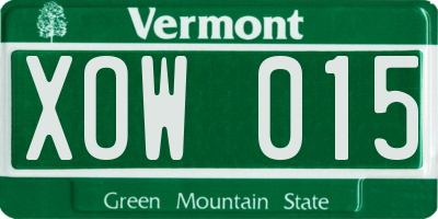VT license plate XOW015