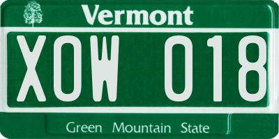 VT license plate XOW018