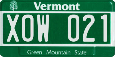 VT license plate XOW021